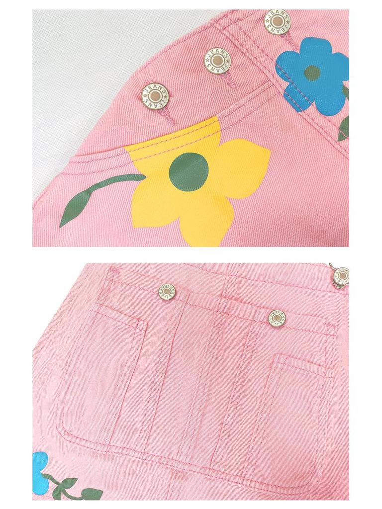 Women's Summer Denim Overalls – Classic, High-Quality, Loose Straight-Leg with Print