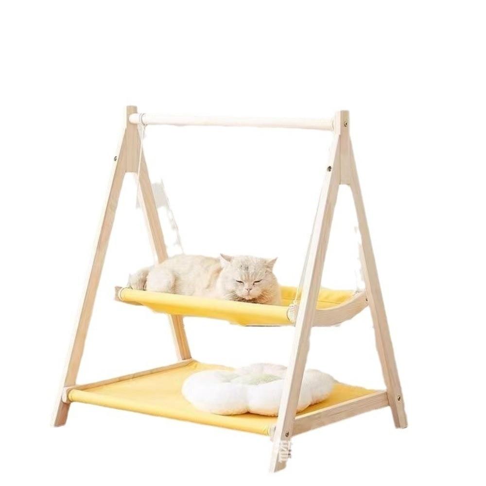 Solid Wood Cat Cradle Bed Thickened Cat Swing Hanging Bed New Cat Hammock Bed Pet Small Bed