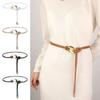 Metal Buckle Knotted Belt PU Leather Decorative Straps Girdle  For Skirts Dress Top Clothes