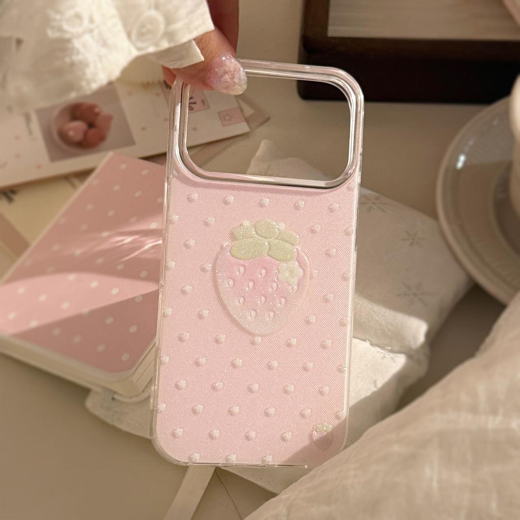 Wind Point Strawberry is suitable for Apple17promax Phone case iphone17Glitter15Good-looking16/13