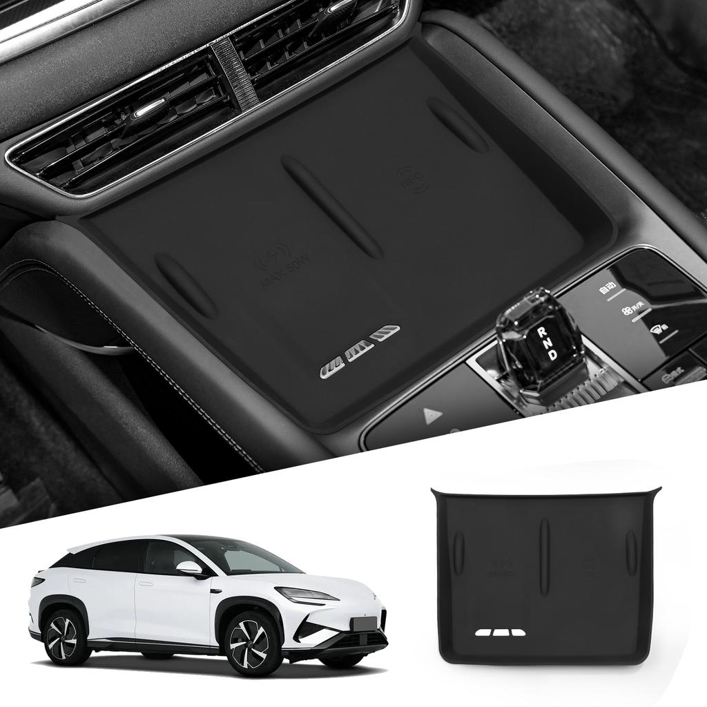 For BYD Sealion 07 EV 2025 2025 Car Anti-Slip Pad Interior Accessories Center Console Silicone Wireless Charging Pad Black