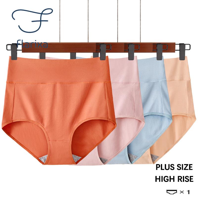Flarixa High Waist Tummy Control Panties for Women Seamless Soft Lingerie Girls Briefs Solid Color Underpants Plus Size M-XXXXL