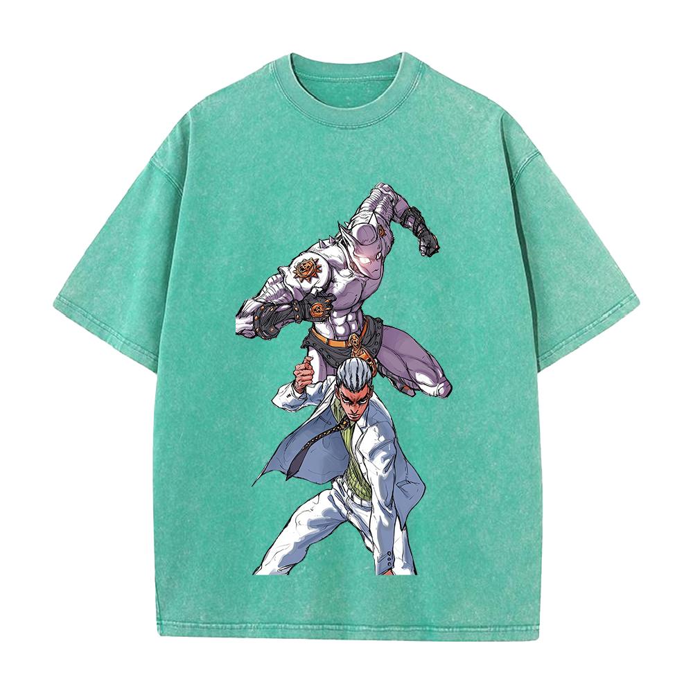 JoJo's Bizarre Adventure Yoshikage Kira Killer Queen Printed T-shirt Men Women Tshirts Cotton Clothing Vintage Washed T Shirt
