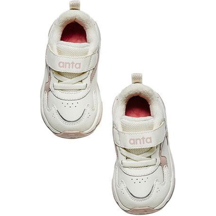 Anta Comfortable Versatile Anti-Kick Shock-Absorbing Low-Top Walking Shoes Baby Shoes White Pink A22440056-2