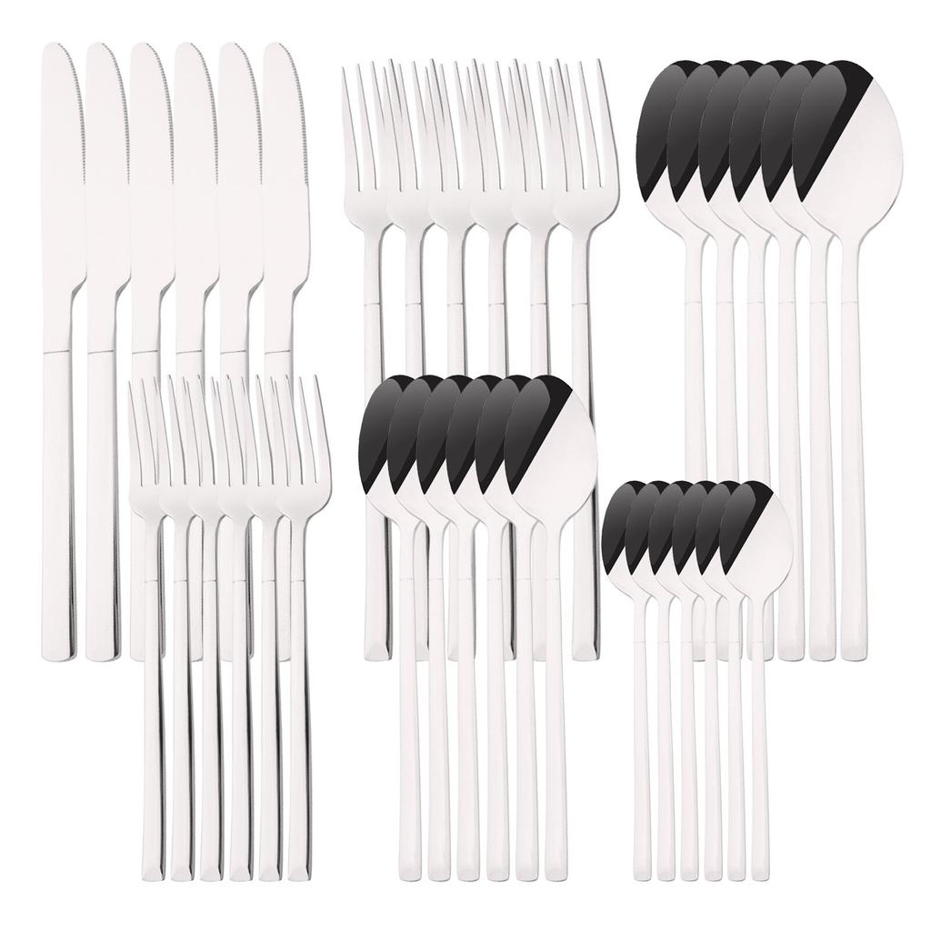 36 шт./6 компл., набор столовых приборов мятного золота, зеркало, столовые приборы из нержавеющей стали, нож, десертная вилка, чайная ложка, столовая посуда, кухонная посуда для ресторана