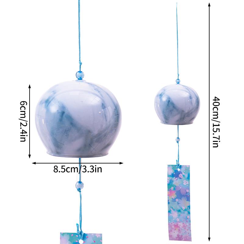 Japanese Wind Chimes Marble Texture Glass Wind Bells Handmade Pendants for Birthday Gift Outdoor Home Garden Decoration Wall Art