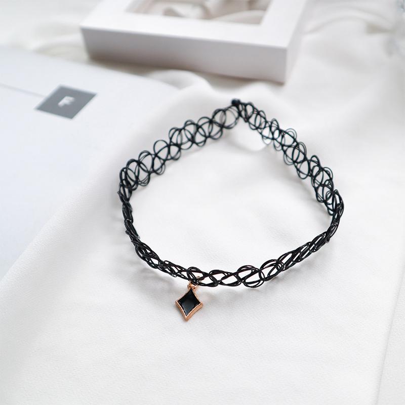 Колье-колье, черная татуировка на ключице, цепочка со звездой, кулон, женщина, девушка, Coll