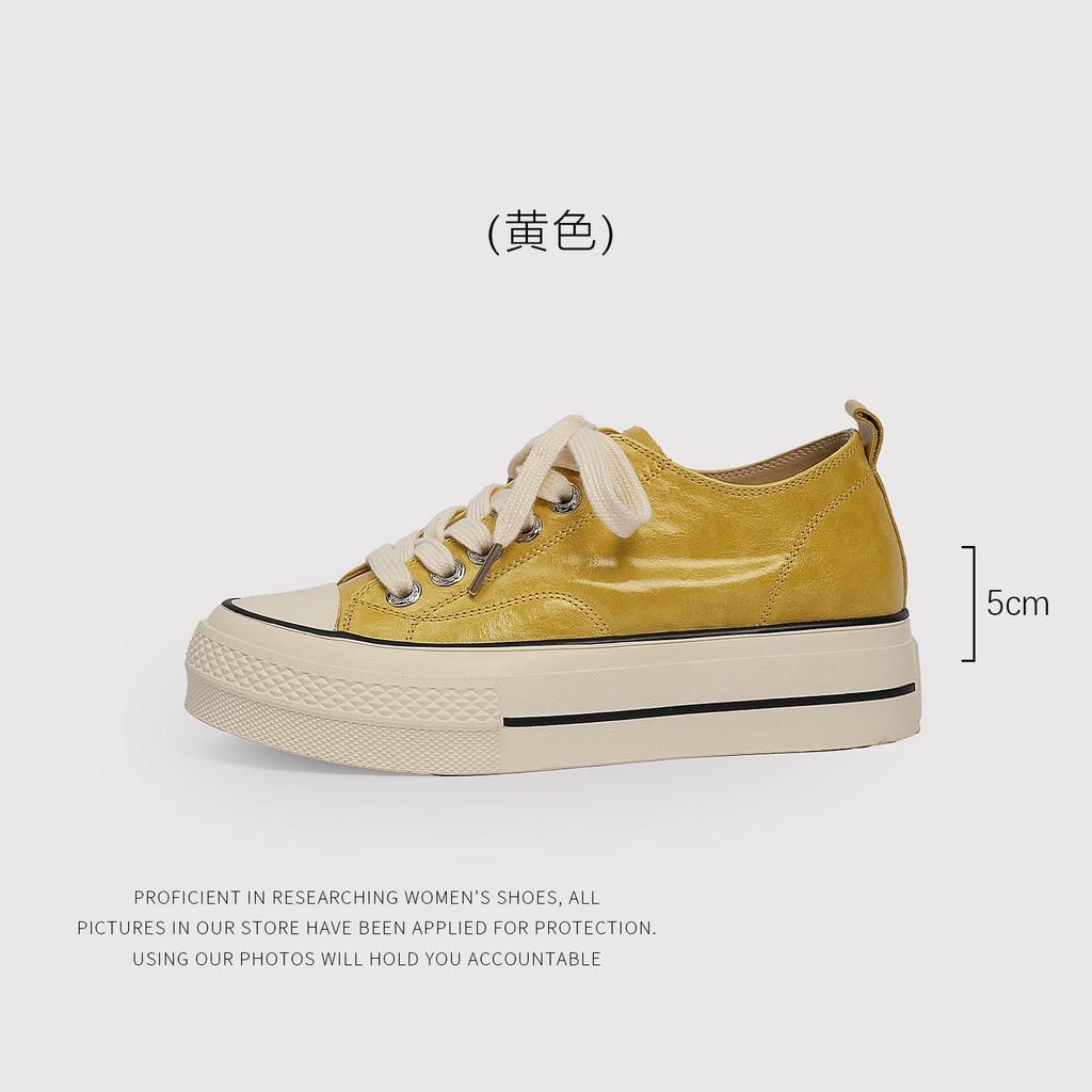 5 Cm Cowhide Sheepskin Insole Retro Thick Sole Versatile Comfortable Casual Shoes Board Shoes