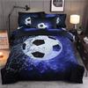 Blue Flame Soccer Duvet Cover Set for Teens Boy 3D Print Football Quilt Cover Set Full Size Fire and Ice Bedding Set Queen Size