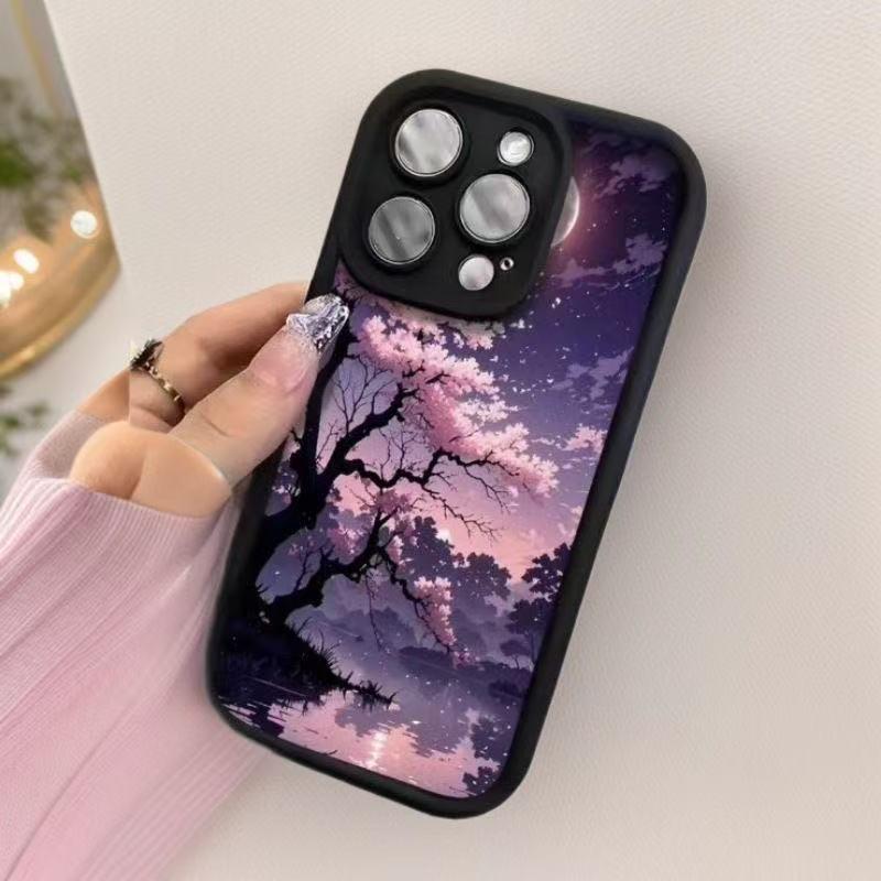 Чехол для iPhone 17 'Ночные Цветы': Совместимо с моделями 16, 17 Pro Max и 13/14 Pro/12.