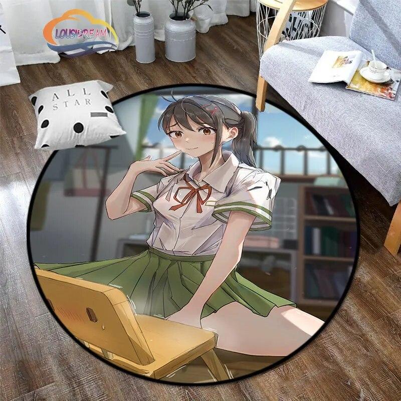 Круглый ковер с рисунком аниме Suzume, декоративный круглый коврик с 3D принтом для детей или девочек, коврик для спальни, гостиной