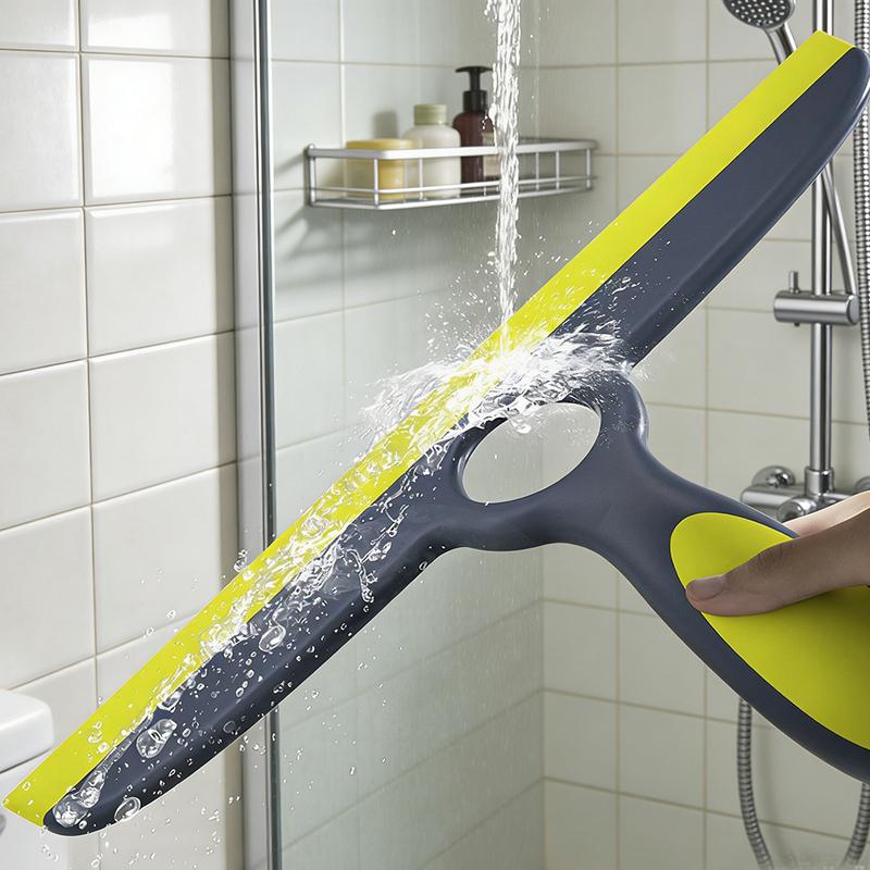 Shower Glass Squeegee Window Wiper Mirror Cleaner with Suction Cup Hook Bathroom Rubber Cleaning Tool for Glass Cleaning