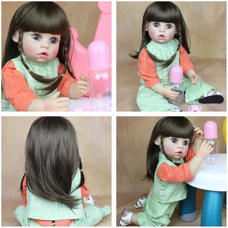 55 см полностью силиконовая кукла реборн для девочек, как настоящие длинные волосы, платье принцессы для малышей Bebe, Boneca, подарок на день рождения