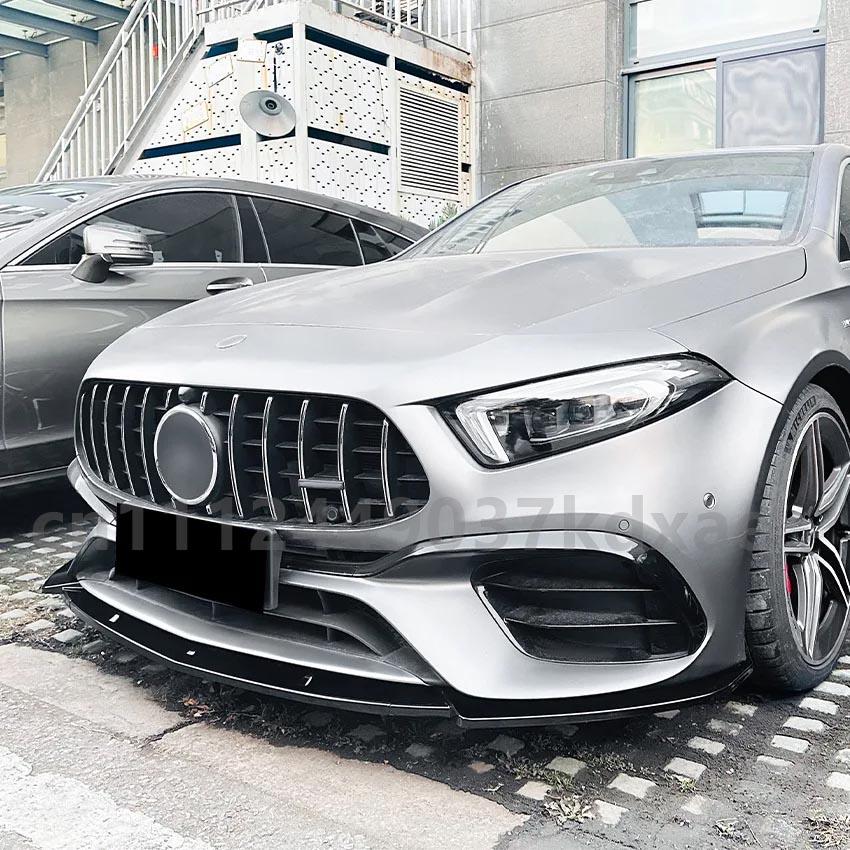 For 2019-2023 Mercedes Benz A Class W177 A45 A45S AMG Car Front Bumper Lip Lower Blade Auto Spoiler Splitter Body Kits Tuning