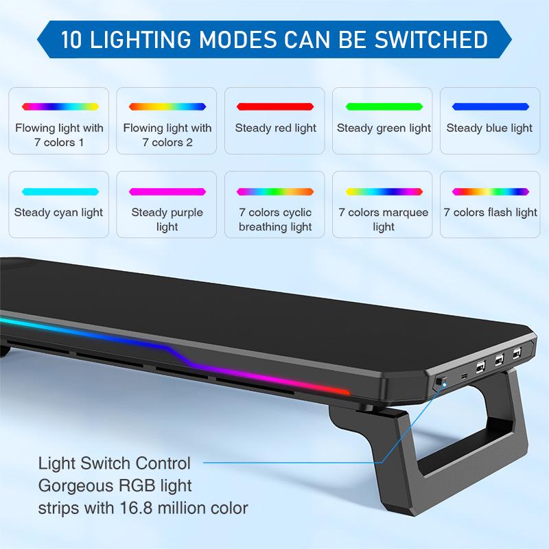 Эргономичная RGB подставка для ноутбука с двухъярусным подъемом и ковриком для стола