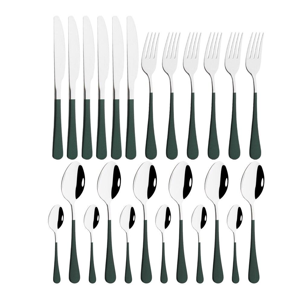 24 шт./компл., набор столовой посуды из нержавеющей стали, черное золото, нож, вилка, кофейная ложка, набор столовых приборов, кухонная посуда, наборы столового серебра