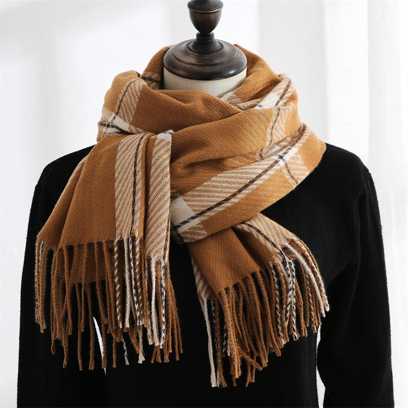 Scarf Woman Winter Sweet Warm Scarf Shawl 2025 Imitation Cashmere Scarf Plaid Scarf Shawl
