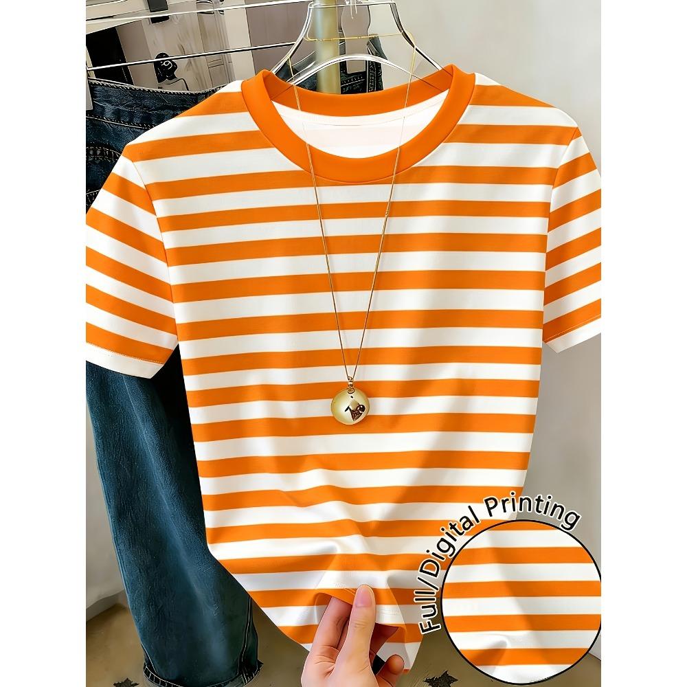 Women's printed crew neck short-sleeved T-shirt, fashionable and versatile wear, casual, comfortable and trendy
