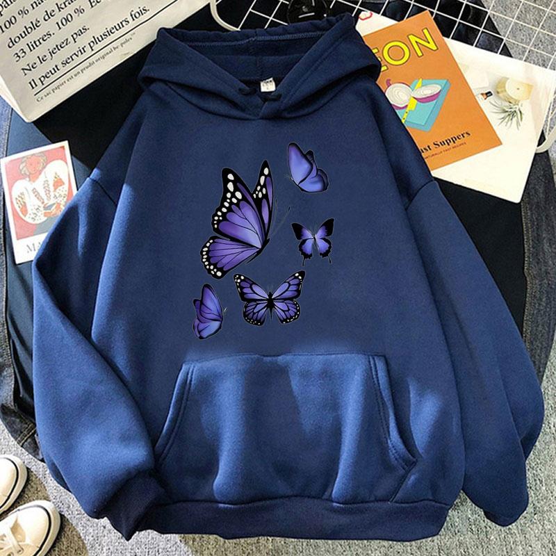 Funny 90s Graphic Butterfly Pattern Printed Hoodies Women's Men's Vintage Y2k Sweatshirts Hooded Clothes