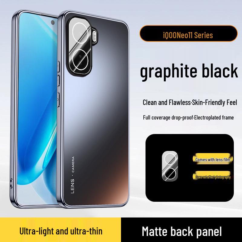 Чехол для телефона iQOO Neo: Матовое гальваническое покрытие для Neo9, Neo10Pro+ со встроенной защитой линзы для iQOO Neo11