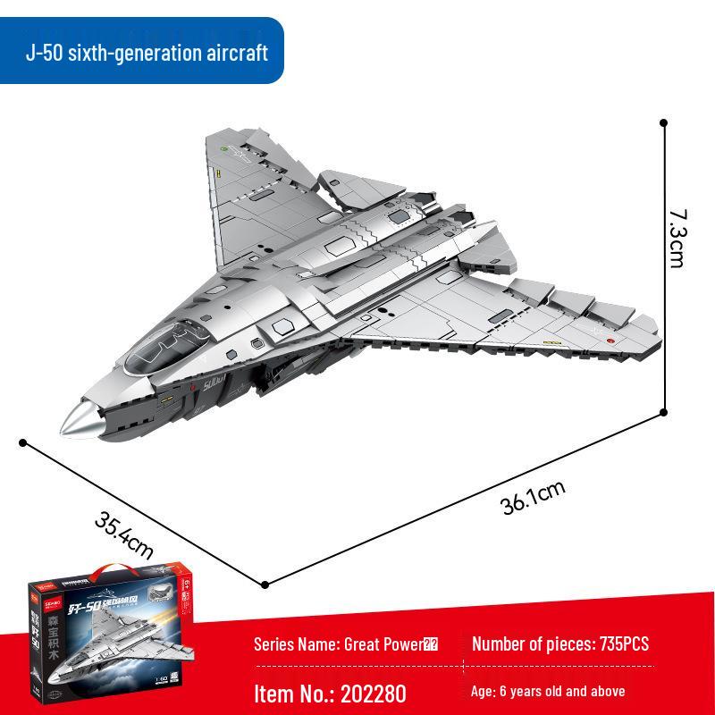 Конструктор ShengBao Модель истребителя J-35 - Образовательная военная сборная игрушка для мальчиков