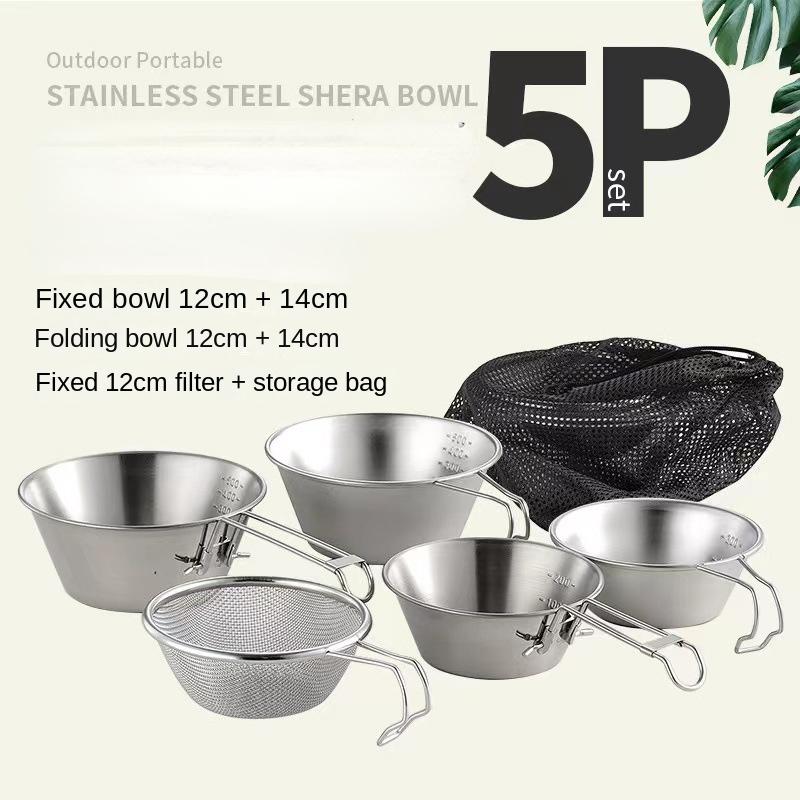 Складная снежная чаша из нержавеющей стали 304 для пикников, барбекю, портативного кемпинга, подвесная складная чаша для кемпинга на открытом воздухе