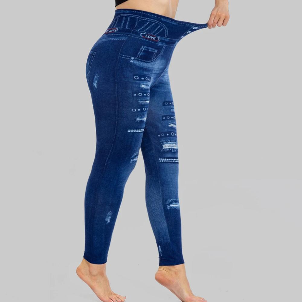 Большие размеры с высокой талией, рваные узкие брюки для женщин, весенние повседневные принты, узкие леггинсы для йоги, спортивные штаны