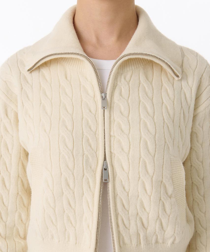 MUSINSA STANDARD WOMAN Women'S Cable Knit Zip-Up [Ivory]