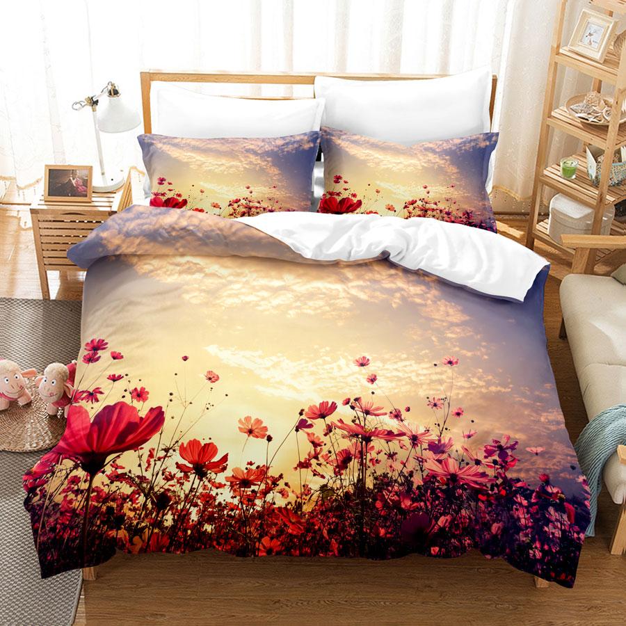 Flower Double Duvet Cover Bedding Set Quilt Case Linens King Queen Full Size 3D Print Pillowcase Single Twin Bed 220x240 200x200