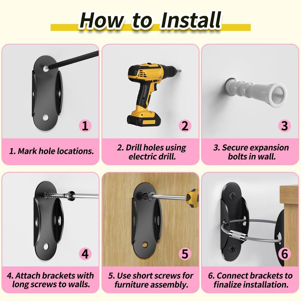 Регулируемые мебельные ремни против опрокидывания, настенные мебельные ремни безопасности, прочные усиленные мебельные ремни против опрокидывания