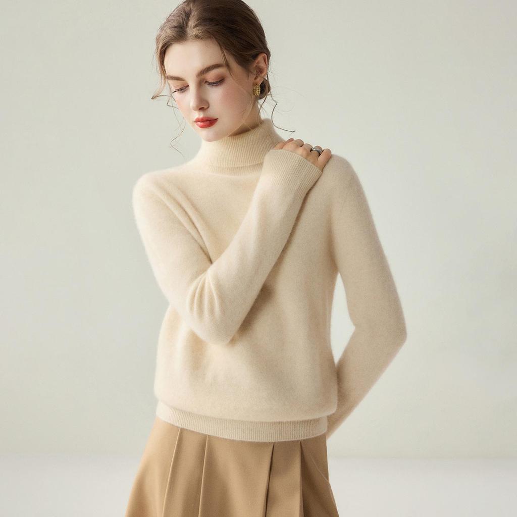 Women's 100% Cashmere High Neck Slim Fit Sweater for Autumn/Winter