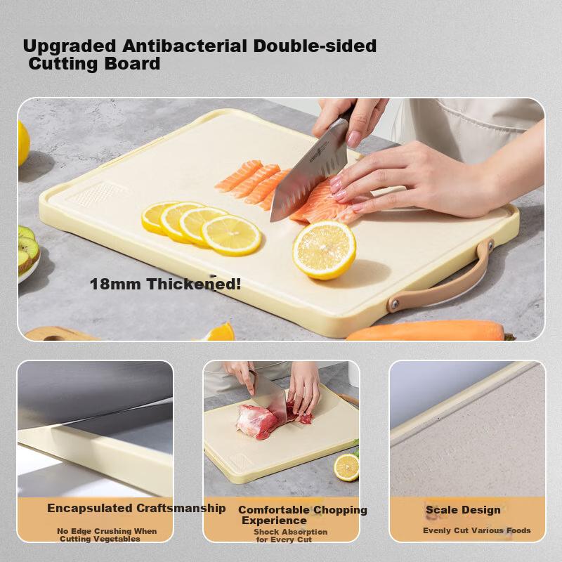 KBH Antibacterial Stainless Steel Cutting Board, Double-Sided Chopping Block, Anti-Mold Cutting Board, Kitchen Board, 40*28cm