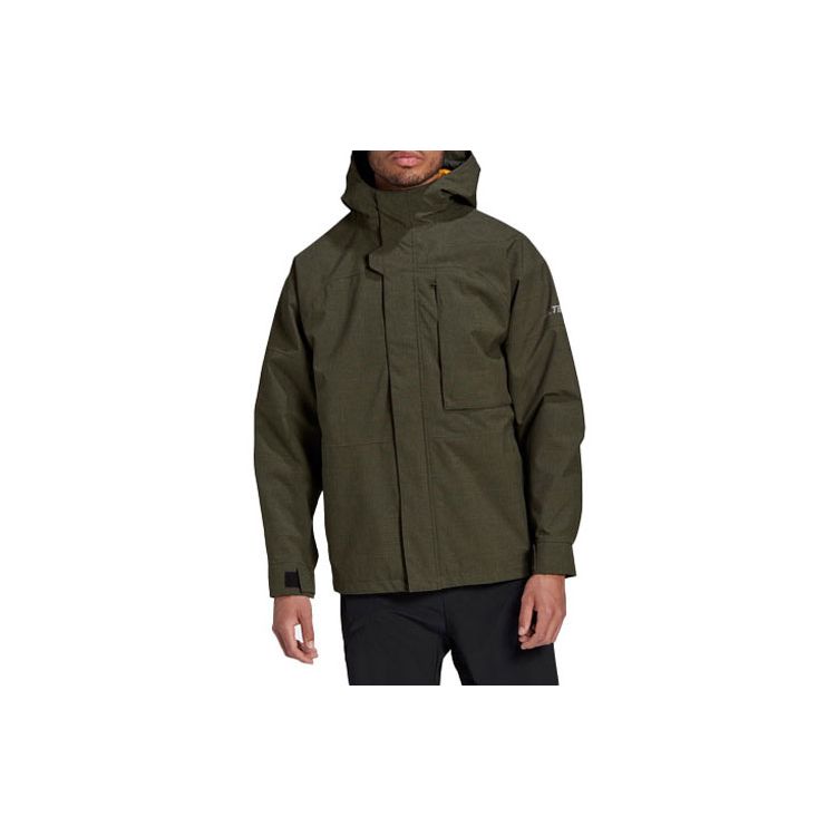 adidas Terrex Outdoor Теплая куртка с капюшоном 3-в-1 Мужская верхняя одежда Зеленый GE9895