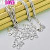 925 Sterling Silver Five Butterfly Snake Chain Necklace Jewelry