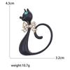 Аксессуары для корсажа в виде животных из мультяшного сплава с бриллиантами, стильная милая брошь в виде длиннохвостого кота с каплей масла