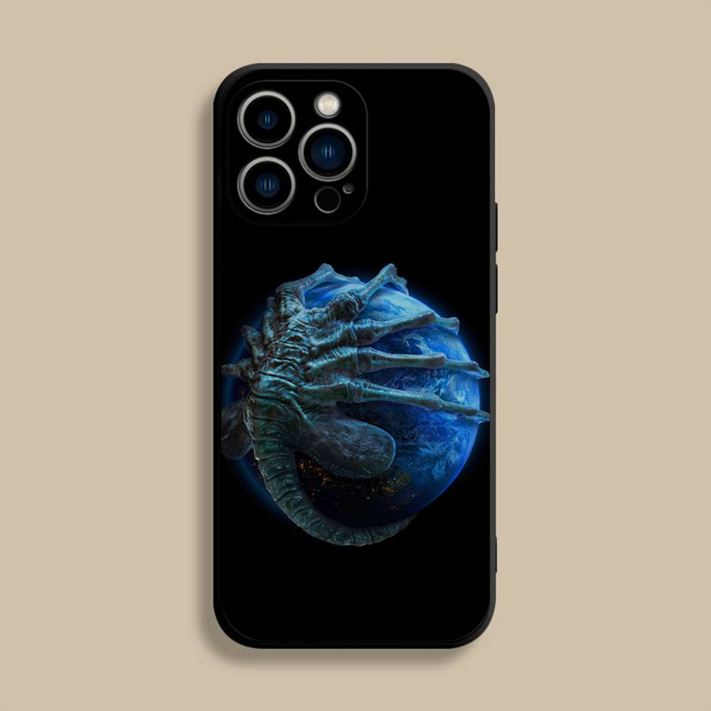 A-Alien E-Earth Phone Case For iPhone 17,16,15,14,13,12,Pro,Max,Plus,E,SE4,Air,Mini Black Soft Cover