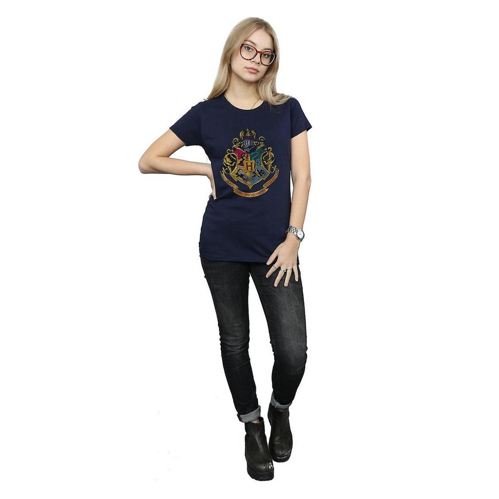 HARRY POTTER Женская/женская хлопковая футболка с гербом Хогвартса