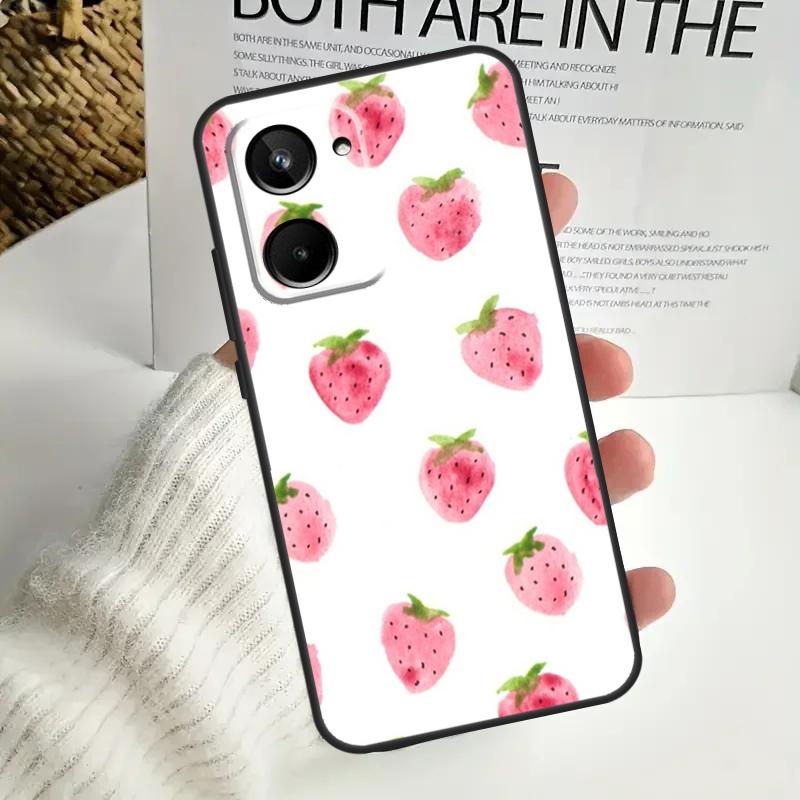 Милый чехол Strawberry для Realme C67 C55 C53 C51 C35 C33 C31 C30 C25s C21Y GT Neo 5 GT5 9 10 11 12 Pro Plus