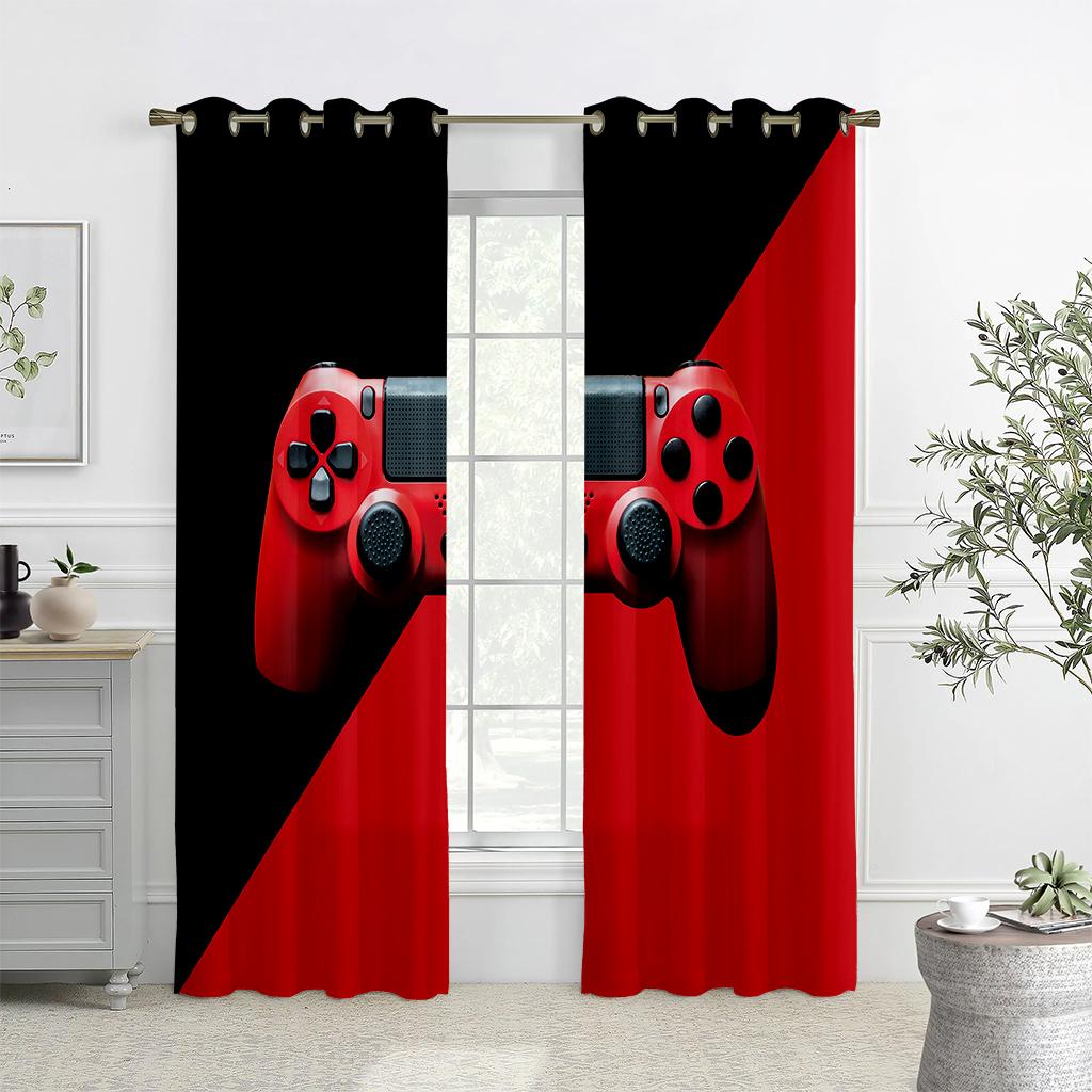 2PCS Technology Game Controller Printed Шторы, Гостиная Спальня Игровая Комната Декоративные Шторы, Настройка Узора