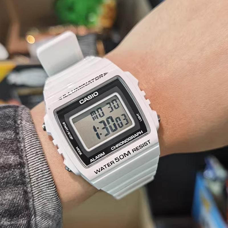Casio Серия STANDARD, ретро маленькие квадратные часы, модные водонепроницаемые электронные часы, кварцевый механизм, полимерный ремешок, японские и корейские W-215H-7A