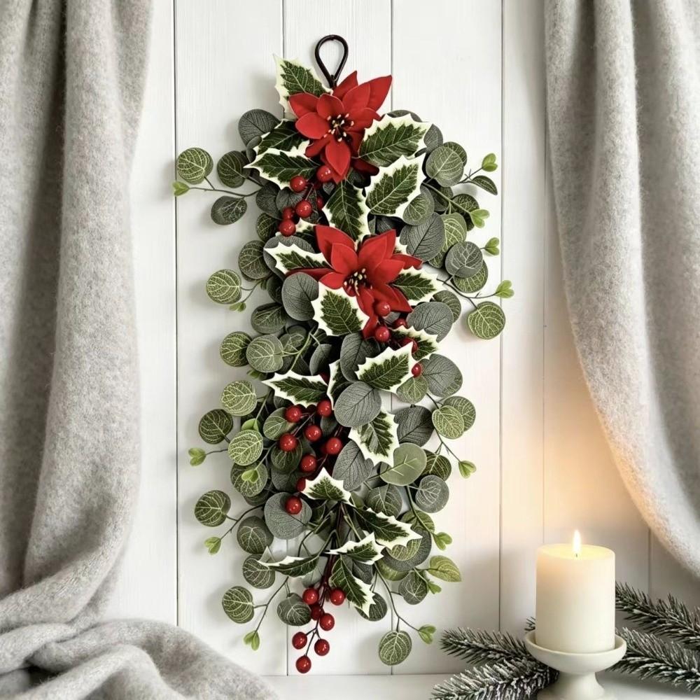 Faux Flower Poinsettia Berry Hanging Vine Red Berries Christmas Hanging Vine Christmas Festive