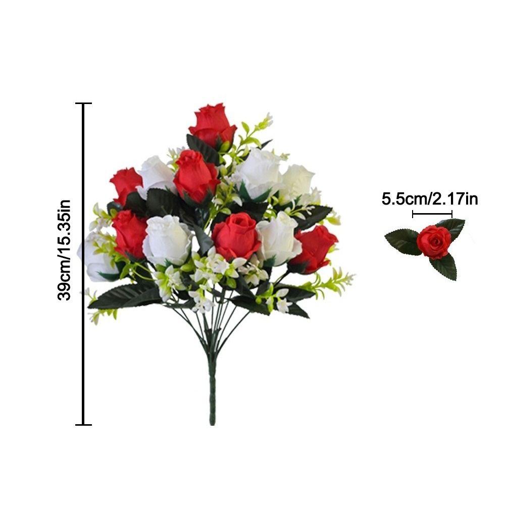 12 Heads Artificial Rose Bouquet Two Colors Wedding Decorations Silk Roses Plastic Rose Flowers