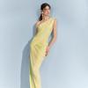 Waiwaiaiem Yy_Pleated Slanted Shoulder Dress