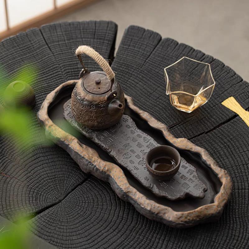 1 шт. Креативный поднос Сутра Сердца Чайная доска Китайский Ретро Поднос для чайника Керамический поднос для чайника Тип хранения воды для сухого заваривания Чайная посуда