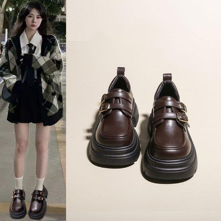 2025 Spring Women's British-Style Mary Jane Leather Loafers: Comfortable, Versatile, Thick-Soled