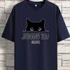 Men's Summer 100% Pure Cotton Fashionable Casual Loose Sports YOU SILENT Cat Print Round Neck Short Sleeved T-shirt top#Color