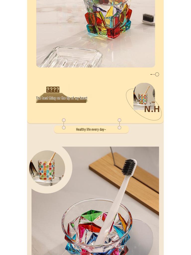 Роскошный стеклянный набор стаканов для зубных щеток и ополаскивателя для рта для пар