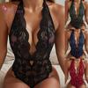 Bodysuit One Piece Sexy Deep V Sleep Colthes Backless Sexy Wear Embroidery Lace Womenfor
