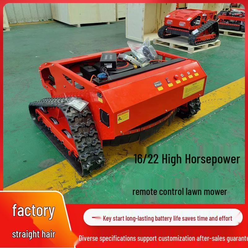 16 HP Remote-Control Tracked Lawn Mower Mulcher with Loncin 452CC Engine for Export to France