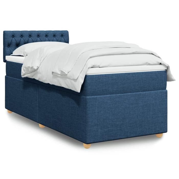 Maison Exclusive - Sommier à lattes de lit avec matelas Bleu 90x200 cm Tissu